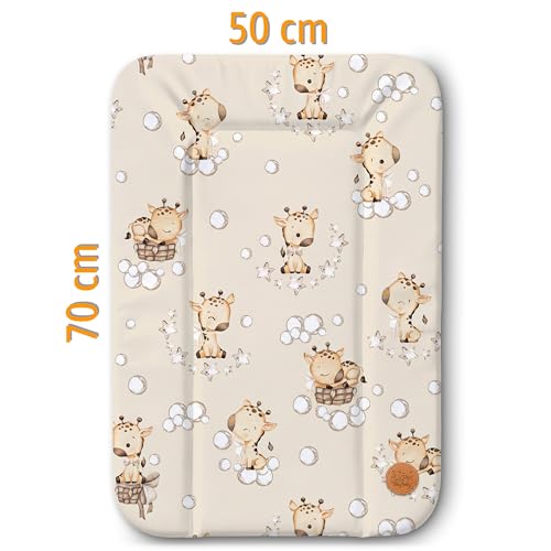 Baby Changing Mat 70 x 50 cm – Universal Washable and Waterproof Portable Mat on Chest of Drawers Washing Machine and Table Travel Pillow Mat Oeko-Tex Giraffe Mattress Mat