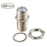 Conwork 10-Pack F-Type Coaxial RG6 Connector, TV RF Cable Extension Coupler Adapter Connects Two Coaxial Video Cables, Female to Female