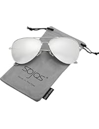 SOJOS Classic Aviator Polarized Sunglasses Mirrored UV400 Lens SJ1054 with Silver Frame/Silver Mirrored Polarized Lens