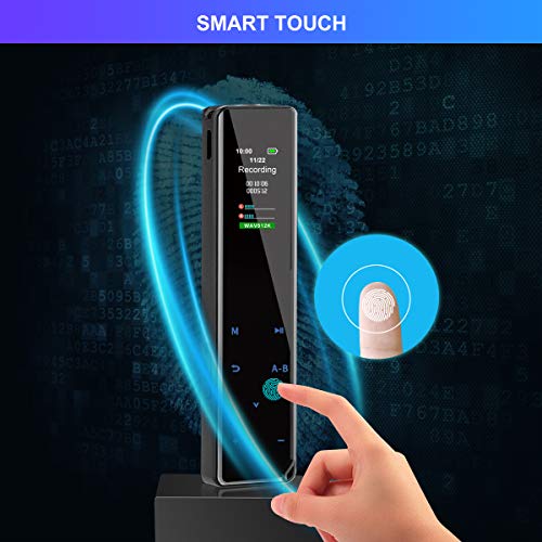 Fuhuim Digital Voice Recorder,with Dual Microphones Portable 16GB Touch Screen Voice Activated Audio Recorder,Password Lock Screen/A-B Repeat/1536kbps Stereo HD Audio for Lectures/Interviews/Class
