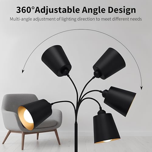 Beauenty Floor Lamp for Living Room,Modern Minimalist Floor Lighting,Adjustable Modern Floor Lamp with 3-Color Dimmable E27 Socket for Living Room,Bedroom & Office,Space-Saving Design(Black)