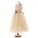 FAYBOX Pageant Wedding Flower Girl Dress Crossed Back Bow Feather Sash Fluffy
