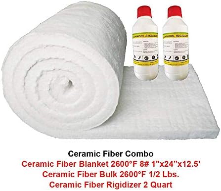 2600F Ceramic Fiber Combo 2 Quart Rigidizer, 1" Ceramic Blanket & 1/2lb Bulk ZS4+R2Q