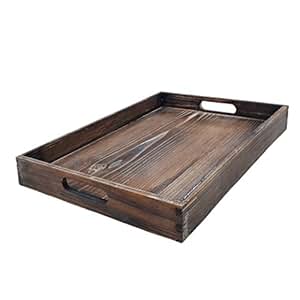 Amazon.com: Dark Brown Wooden Serving Tray - Handles for ...