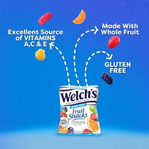 WELCH’S FRUIT SNACKS, MIXED FRUIT, BULK PACK, INDIVIDUAL SINGLE SERVE BAGS, 0.8 OZ (PACK OF 40)