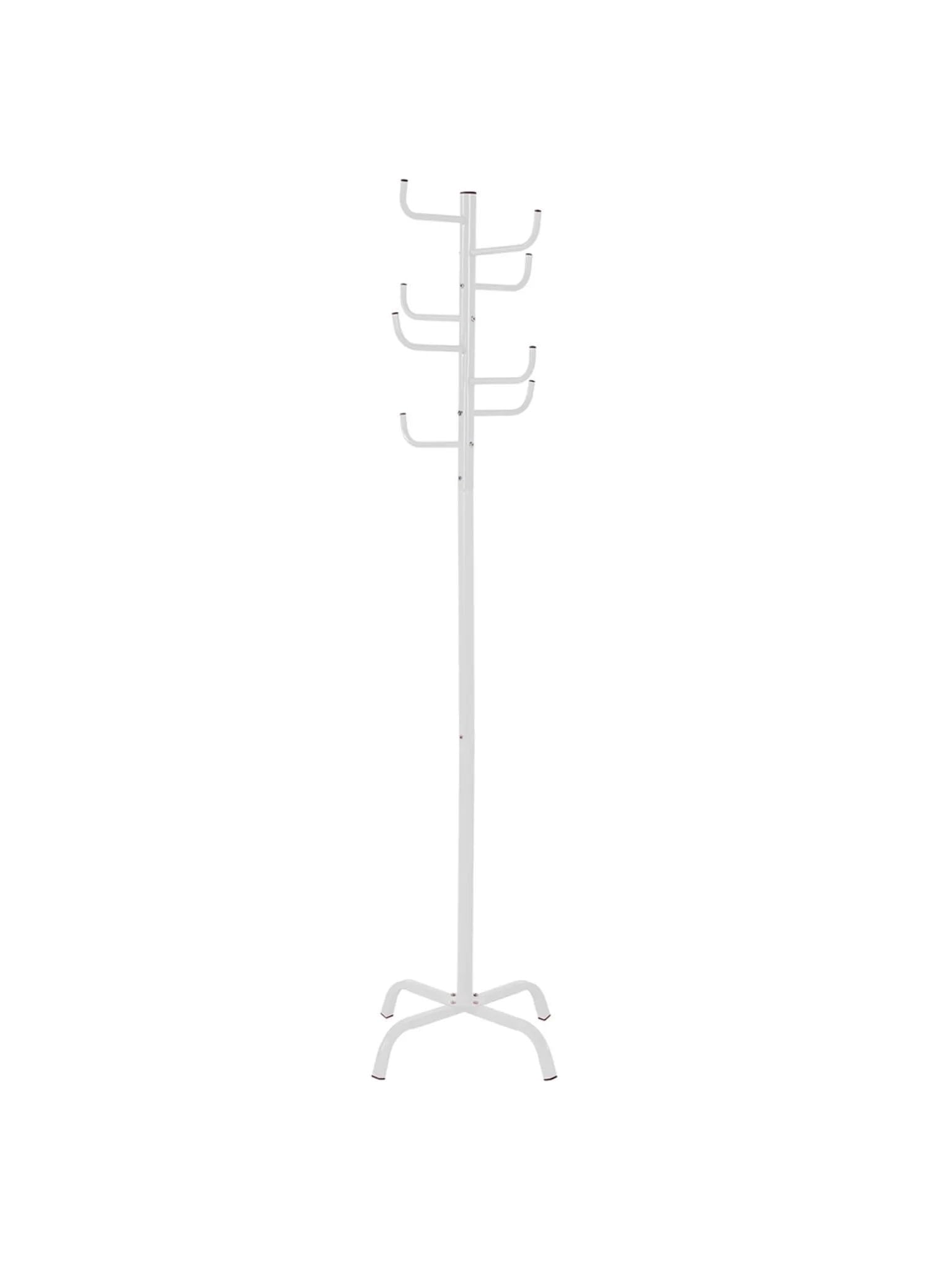 bricoleva.it Floor Standing Coat Rack 8 Hooks for Clothes, Hats, Bags - Width 50 cm x Height 175 cm - in Two Colours (White)
