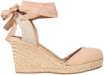 Womens Wedge Espadrille Sandals Closed Toe Platform Lace Up Slingback Ankle Wrap Strap Sandals