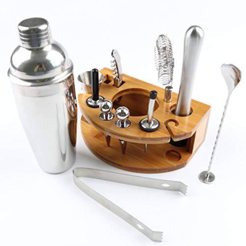 Cocktail-Set, 12-teiliges Cocktail-Shaker-Set, 350/550/750 ml, Edelstahl, Bar-Werkzeug-Set, Barkeeper-Set mit Bambus… – Bild 4