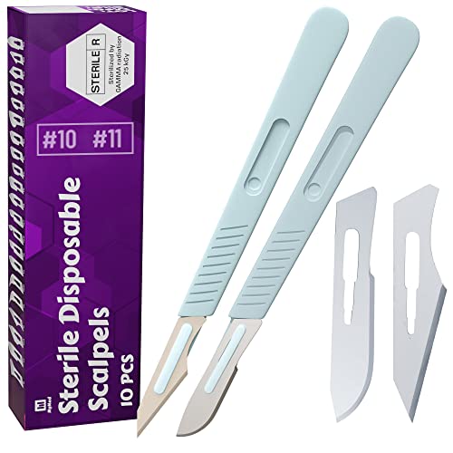 Disposable Scalpel 10 and 11 Scalpel Blades, Pack of 10 Dermaplaning