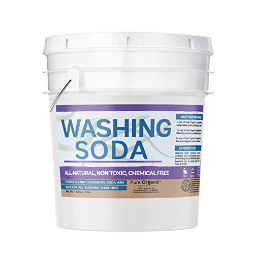 Natural Washing Soda (1 Gallon, 9 lb.) by Pure Organic Ingredients, Resealable 1 Gallon Sodium Carbonate, Soda Ash, Stain Remover, Water Softener, Multi-Purpose Cleaner (Also in 5 Gallon)