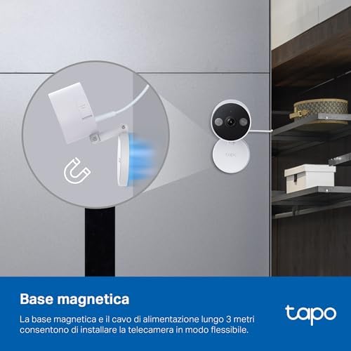 C120 Telecamera Wi-Fi Esterno & Interno, Videocamera Sorveglianza 2K 4MP, Sicurezza Domestica AI, Visione Notturna, Installazione semplice, Base Magnetica, IP66 Resistente Alle Intemperie, Alexa