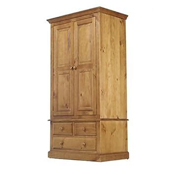 Morris Living Bridget Solid Pine Double Wardrobe With Drawers