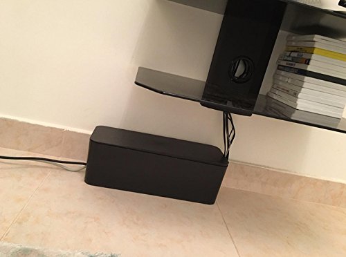 Do4U Cable Management Box Organizer - Storage for Desk, TV, Computer, USB Hub, System to Cover and Hide, Power Strips, Surge Protector, Cords + Wire Ties - (Large, Black)