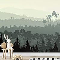 Wall Mural Foggy Forest Removable Self-Adhesive Wallpaper Wall Decoration for Bedroom Living Room - 66x96 inches