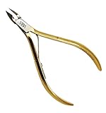 Viba Professional Gold-Plated Carbon Steel Cuticle Nippers, French Handle, 6mm Jaw (Full Jaw)