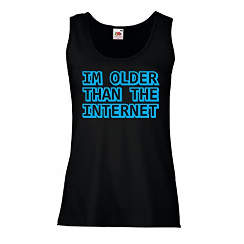 Sleeveless t Shirts for Women I am Older Than The Internet Funny Birthday Gift Ideas (X-Large Black Blue)