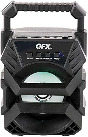 qfx portable bluetooth speaker with mic & disco light