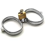 Extreme Bdsm Fetish SEX ~ Deluxe Handcuffs Unisex Chrome / Steel Restraints Slave Cuffs 2 Pcs with Lock ~ Sm394