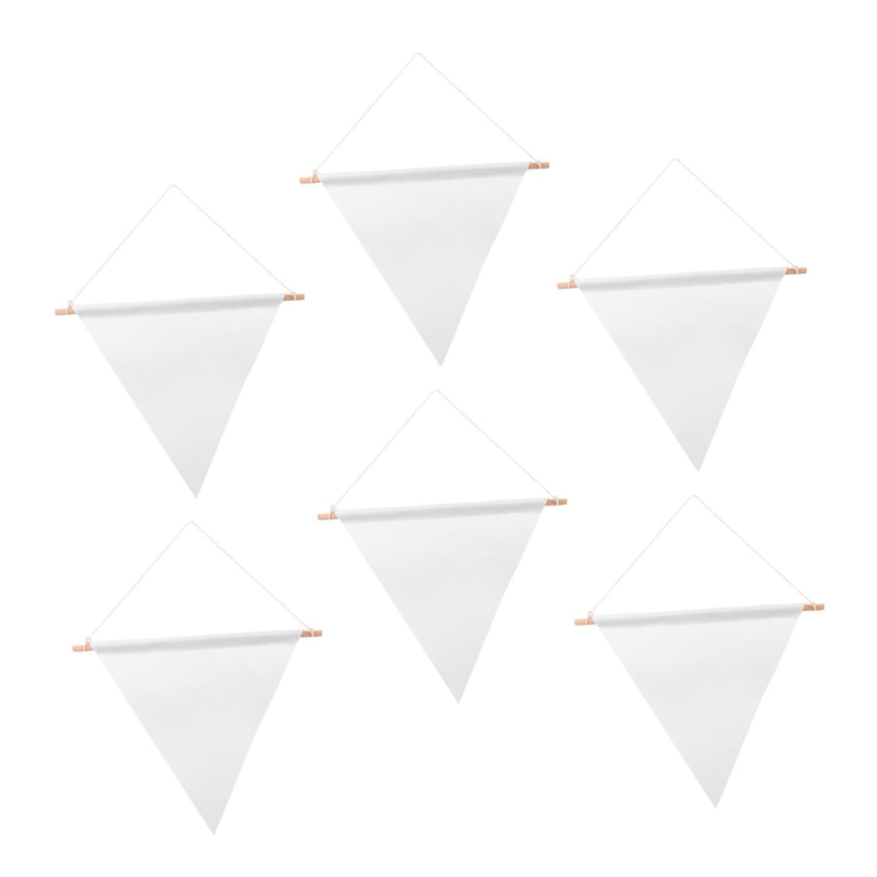 ULDIGI 6pcs Blank Triangle Flags Diy Canvas Banners for Garden Versatile Hanging Flags for Celebrations Festivals and Activities Water-resistant Material