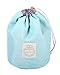 HOYOFO Makeup Bags Travel Drawstring Bags Cosmetics Barrel Bag Quick Packing Storage, Light Blue