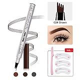 Eyebrow Tattoo Pen - MoonKong Microblading Eyebrow Pencil with a Micro-Fork Tip Applicator Creates Natural Looking Brows Effortlessly and Stays on All Day (Brown-01#)