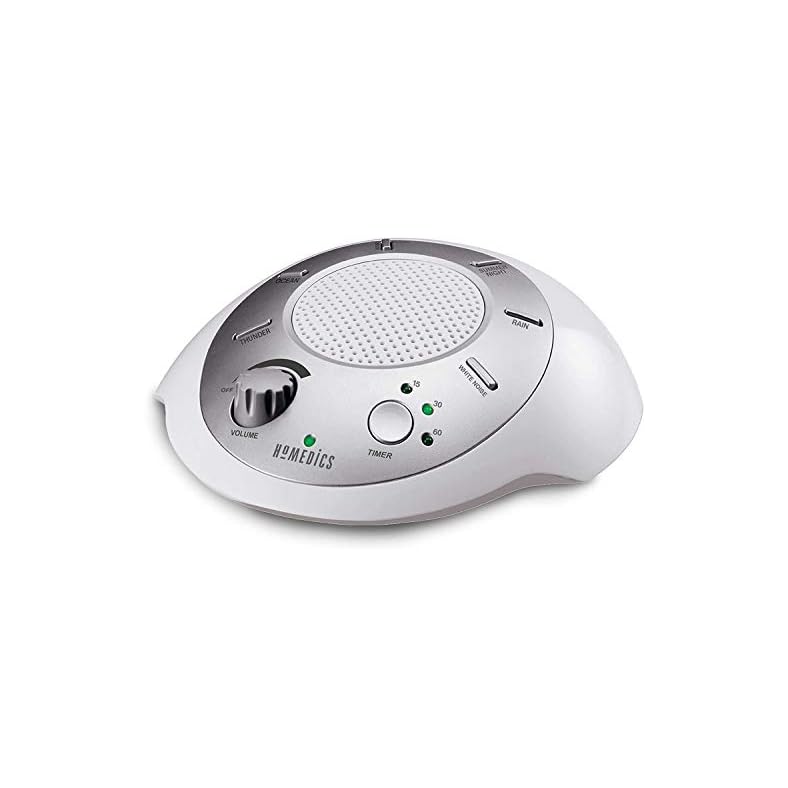 Homedics SoundSleep White Noise Sound Machine, Silver, Small Travel Sound Machine with 6 Relaxing Nature Sounds…