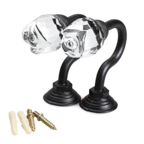 2PCS Crystal Robe Hooks - Design Coat, Hat, Utility and Towel Hook for Bathroom &amp; Kitchen - Zinc Alloy Wall Hanger Holder