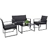 Tuoze 4 Pieces Patio Furniture Set Outdoor Patio Conversation Sets Modern Porch Furniture Lawn Chairs with Glass Coffee…