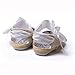 LiveBox Baby Girls' Crochet Knit Soft Sole Anti-Slip Mary Jane Bow Infant Prewalker Toddler Sandals (M: 6~12 months, White)