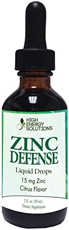 HIGH ENERGY SOLUTIONS Concentrated Zinc Liquid Drops Supplement Triple Elemental Zinc Formula: Glycinate Chelate Picolinate and Gluconate Ultimate Bio-Availability And Absorption 2.0 fl oz (59 ml)