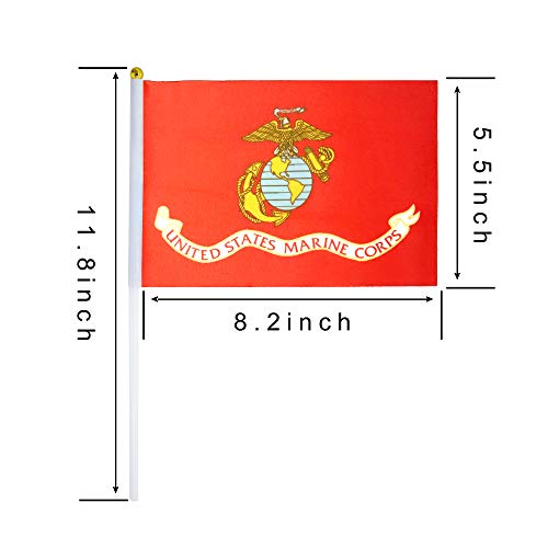 TSMD US Marine Corps Stick Flag 50 Pack Small Mini Handheld United States Military Polyester Flags On Stick,Decorations Supplies for Army Party Events Celebration