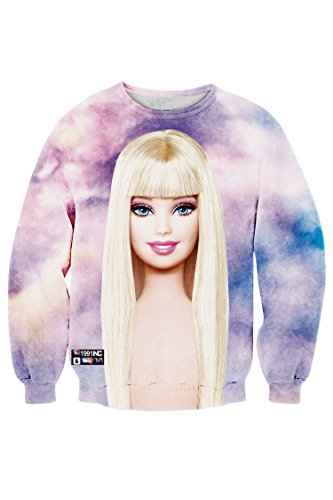 Cutiefox Cute Barbie Printed Roll Neck Sweatshirt Sweater Pullovers