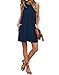 AUSELILY Women's Summer Dress Sleeveless Floral Mini Dresses with Pockets Bohemian Dress 2025 New Navy Blue M