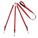 Mopaclle Pet Supplies for Dog Leashes Premium Three Way Dog Leash with Adjustable Detachable Dog Coupler for One,Two,Three Samll/Medium Dog (Red)