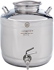 Sansone SA0015-1L Stainless Steel NSF Certified Fusti Water Cooler with Lever Spigot, 15 Liters, Silver