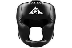 GROOFOO Boxing Headgear for Kids Adults, PU Leather Boxing Helmet for Traning Kickboxing MMA Muay Thai Sparring Martial Arts Karate Taekwondo