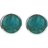 Boma Jewelry Sterling Silver Turquoise Inlay Circle Stud Earrings