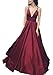 Yangprom Long Spaghetti Straps Ball Gown Satin Prom Dresses with Pockets