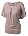 Doublju Loose Fit Shirring Dolman Blouse Top for Women with Plus Size