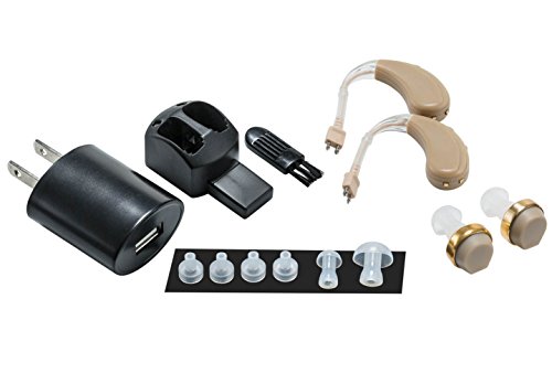 Digital Hearing Amplifier - Rechargeable Behind the Ear Personal Hearing Enhancement Sound Amplifier Pair, BTE Digital Hearing Amplifier with USB Charging Dock by MEDca