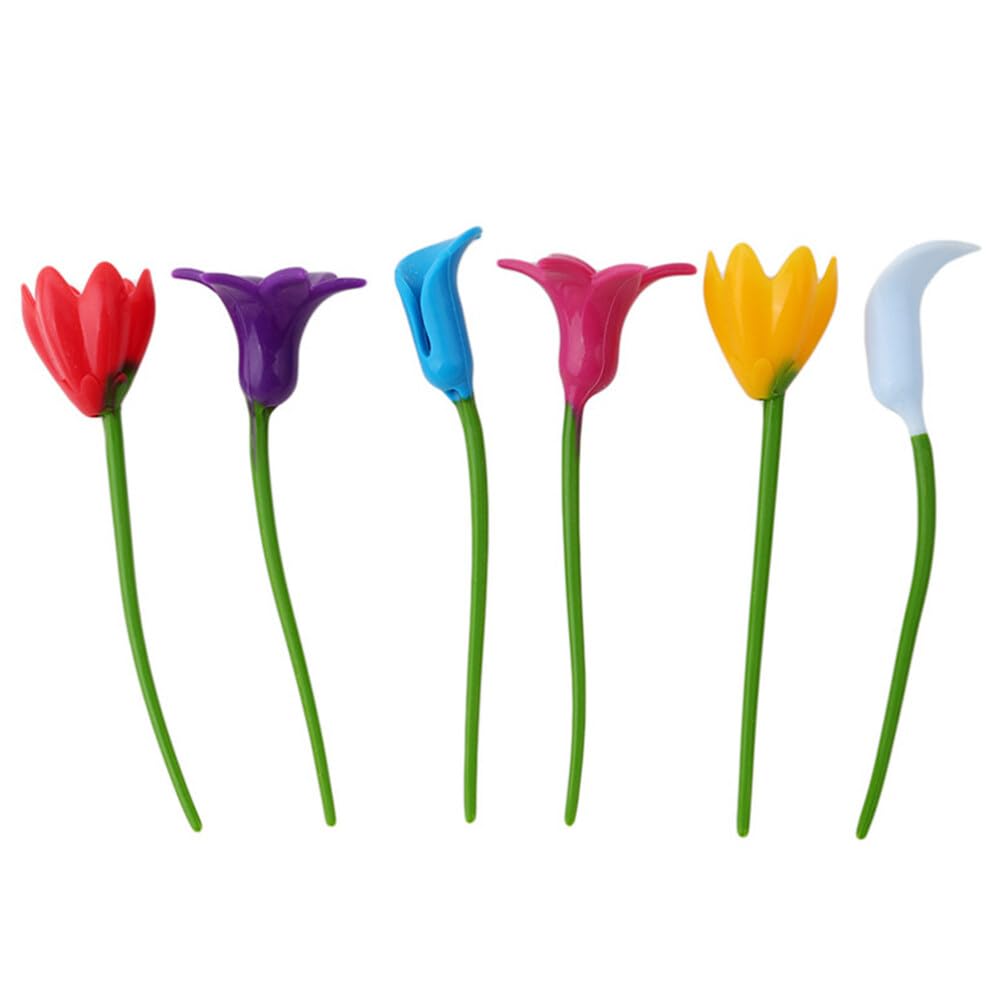 VALICLUD 6Pcs Silicone Wine Glass Charms Floral Drink Markers for Party Identification Cocktail Glass Tags Plastic Wine Charms Set