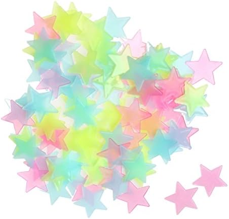 iLooper Star Wall Sticker, 100 Pcs 3D Glow in the Dark Monochromatic Luminous Fluorescent Wall Stickers Household Baby Kid's Bedroom Decoration Multicolour