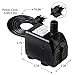 Hzeal Water Pump 300GPH (1200L/H, 21W) Submersible Pump, 48 Hours Dry Burning Fountain Submersible Water Pump for Aquarium Fish Tank Pond Statuary Hydroponics with 5.9ft Power Cord, 3 Nozzle