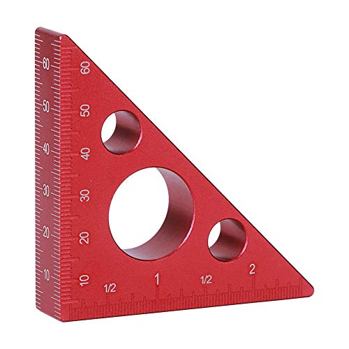 Right Angle Ruler, 45 Degree Triangle Gauge, 2-Inch Aluminium Alloy Woodworking Measuring Tool