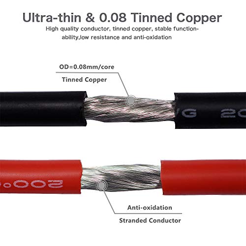 Hook up Silicone Wire [30ft total, 15 ft Red and 15ft Black] - UTUO 22 Gauge Stranded Tinned Copper Conductor Wire, Soft Flexible Heat Resistant Silicone insulated Wire Cords - Thumbnail 3