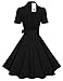 ACEVOG Women s Deep V Neck Elengant Bow Vintage Casual Evening Dress With Bow Belt Black Large