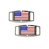 American Flag - USA Shoe Sneaker Shoelace Charm Rectangular Decoration - Set of 2