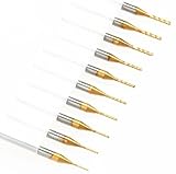 Autek 10 Titanium Coat Carbide 0.6mm-1.5mm End Mill Engraving Bits CNC Rotary Burrs Set(ST0.6-1.5mm-10Ti)