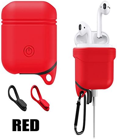 Bluetooth Earphone Case Sleeve For Iphone7 7 Plus Case Pouch For Apple AirPods Earphone Charging Case Cover With Strap Dust Plug (Red)