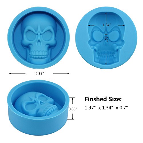 Mujiang Halloween Skeleton Skull Head Silicone Chocolate Candy Muffin Molds (Set of 4), 4 Colors